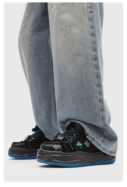 Lucky Clover Embroidered Platform Shoes