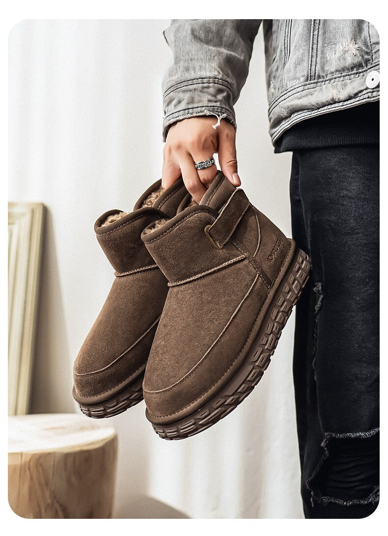 Fur-Lined Snow Boots Winter Fleece-Lined Thickened Warm Large Cotton Shoes