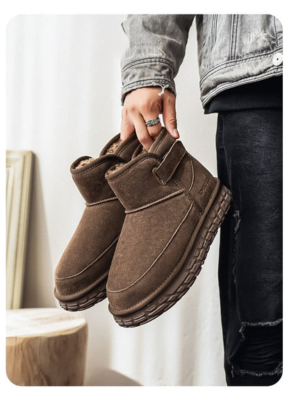 Fur-Lined Snow Boots Winter Fleece-Lined Thickened Warm Large Cotton Shoes