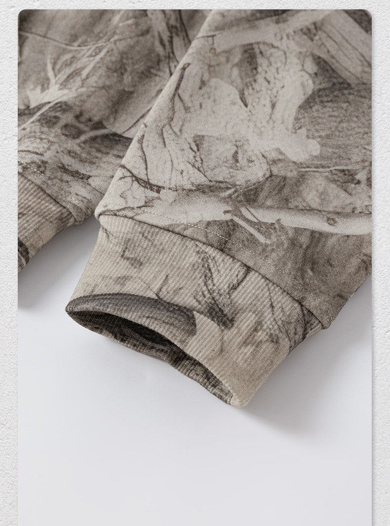 Street Style Chic Winter European and American Style Camouflage Embroidered Fleece-Lined Hoodie Jacket for Men 177