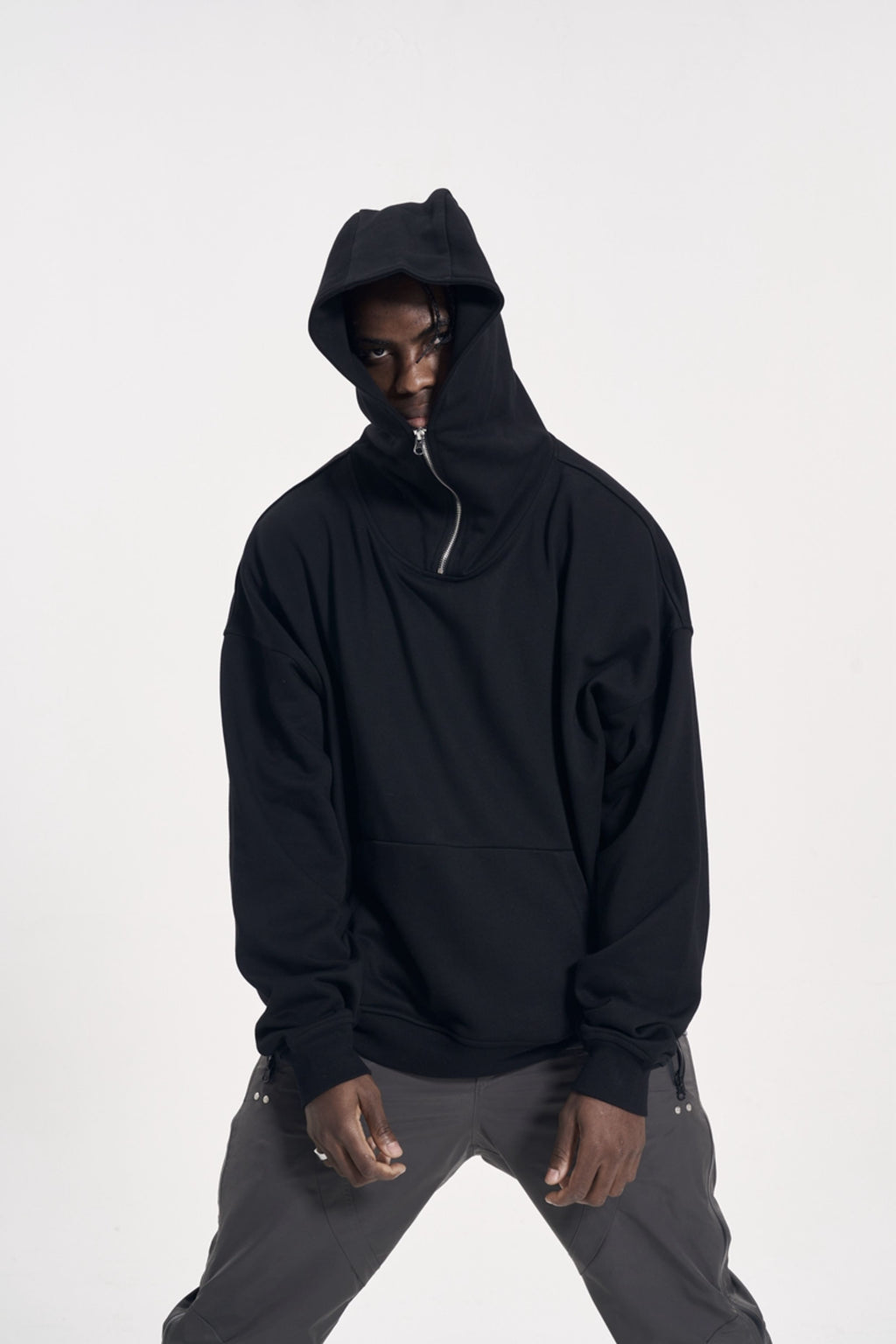 CWHAT High Street Zipper Ice Blue Washed Distressed FAR ARCHIVE Style Hoodie/Men's Base Layer 144