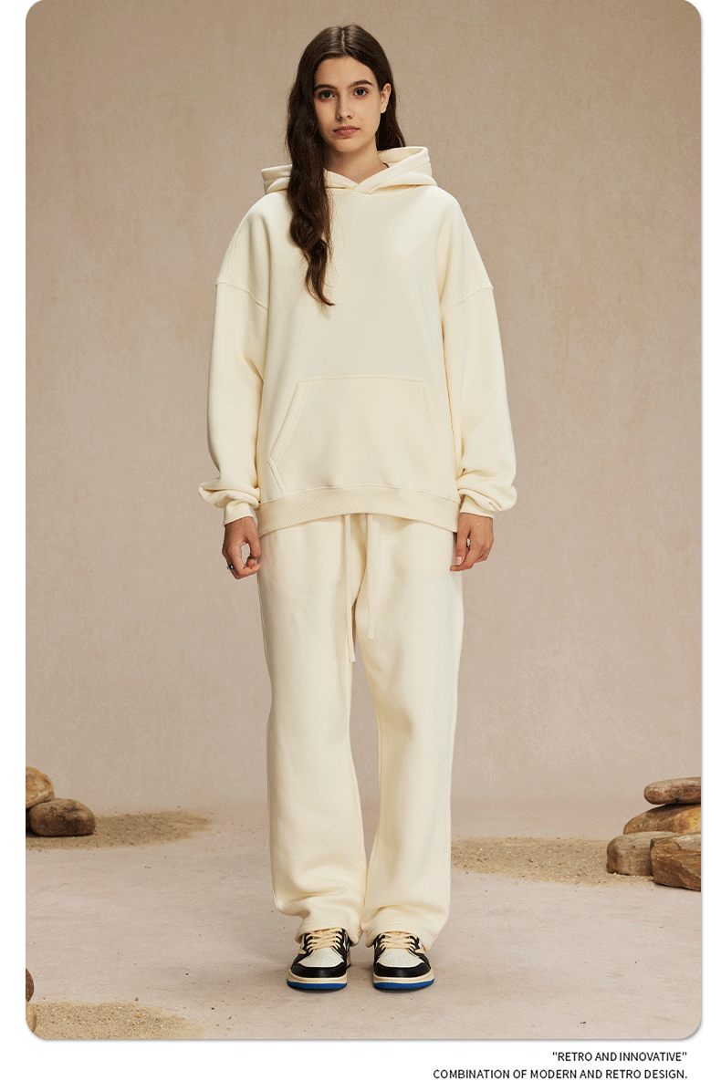 2025 Autumn/Winter New Arrival: Oversized Fleece-Lined Trendy Men's Hoodie and Pants Set 132