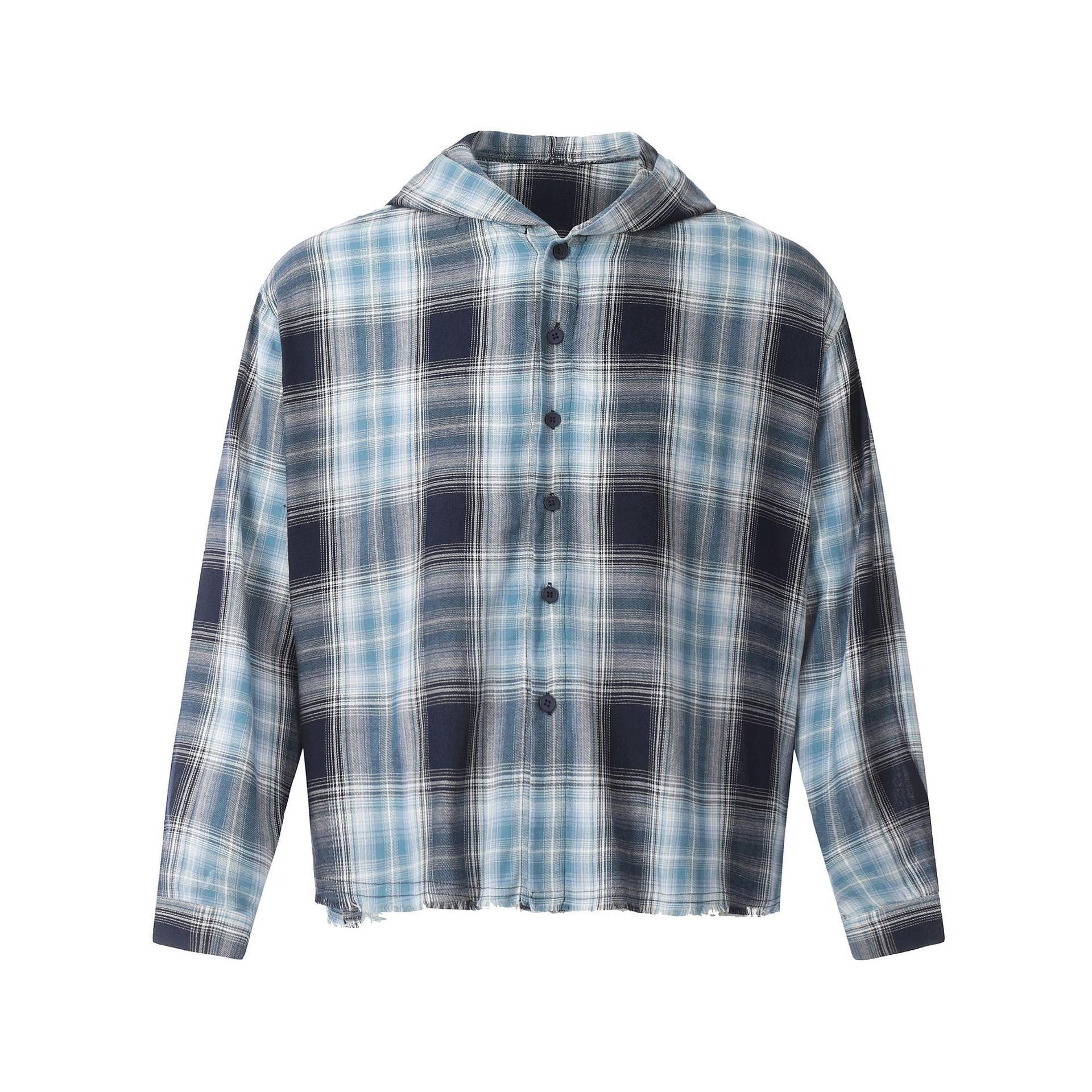 European and American High Street Vintage Craft Plaid Design Flannel Button Long Sleeve Shirt