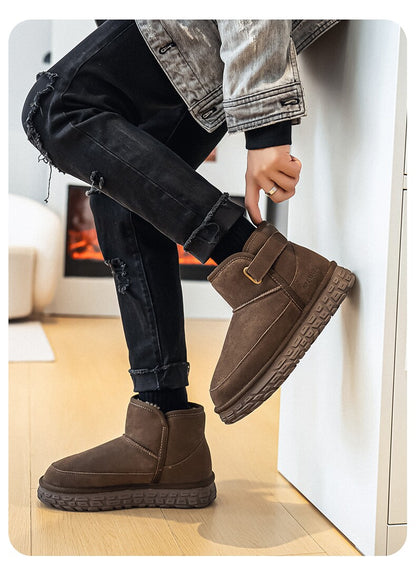 Fur-Lined Snow Boots Winter Fleece-Lined Thickened Warm Large Cotton Shoes