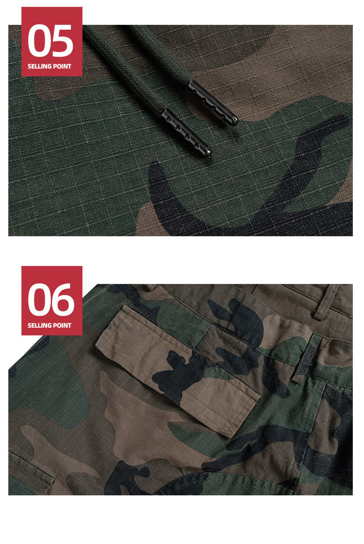 MIJKO Men's and Women's Triple-Waist Camouflage Cargo Pants with Buckle Waist Design, Casual Straight Leg Pants, Trendy 152