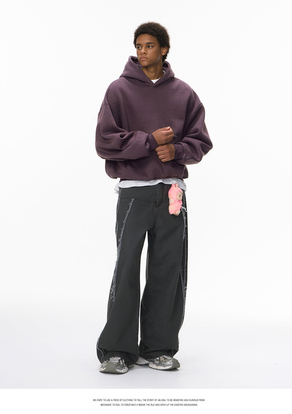 340G Heavyweight Fleece-Lined Hoodie with Curved Sleeves, Men's American Style, Cleanfit Short Solid Color Warm Hoodie 143