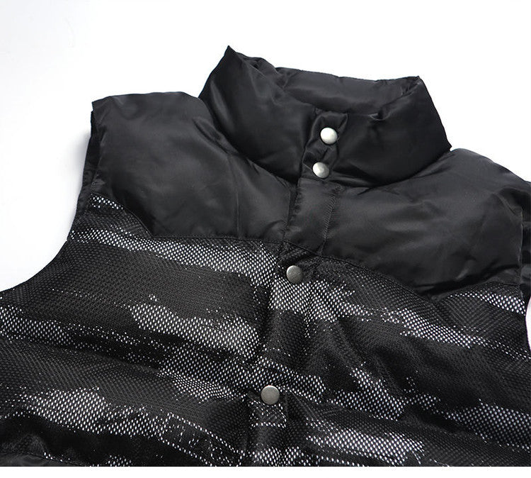 2024 Tooling Cotton Stitching Mesh Camouflage Vest Men's Autumn and Winter Waistcoat Vertical Collar Fashion Brand Men's Cotton Vest 157