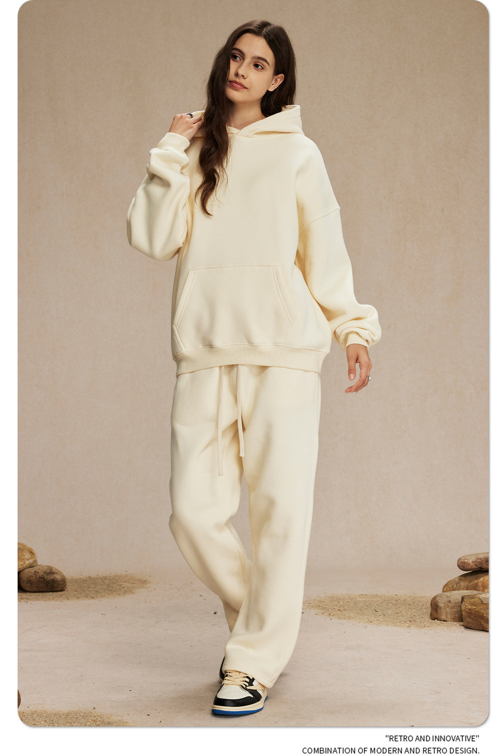 2025 Autumn/Winter New Arrival: Oversized Fleece-Lined Trendy Men's Hoodie and Pants Set 132