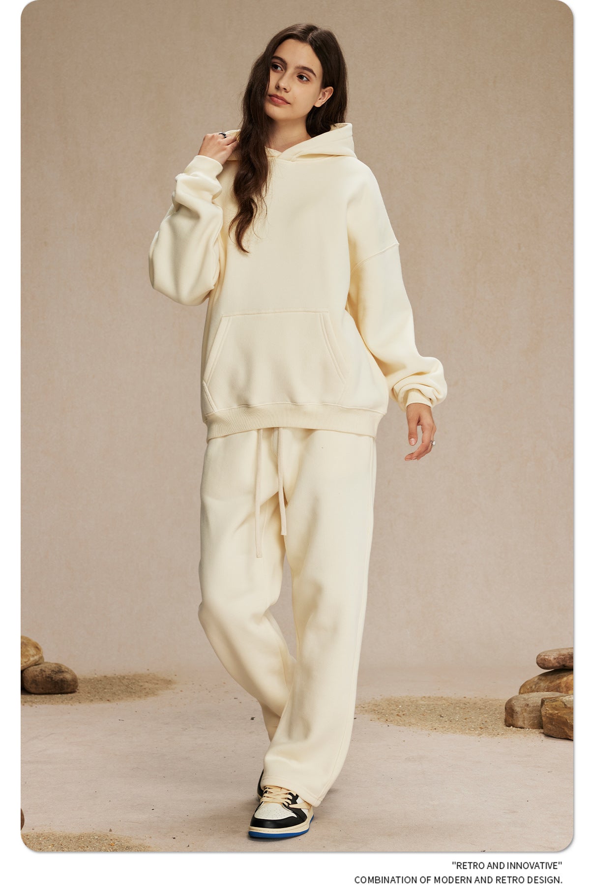 2025 Autumn/Winter New Arrival: Oversized Fleece-Lined Trendy Men's Hoodie and Pants Set 132