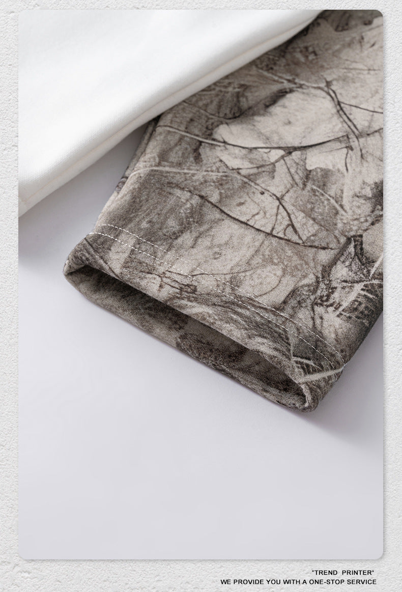 Street Style Chic American Retro Faux Two-Piece Camouflage Hip Hop Cool Layered Long-Sleeve T-Shirt for Men 175