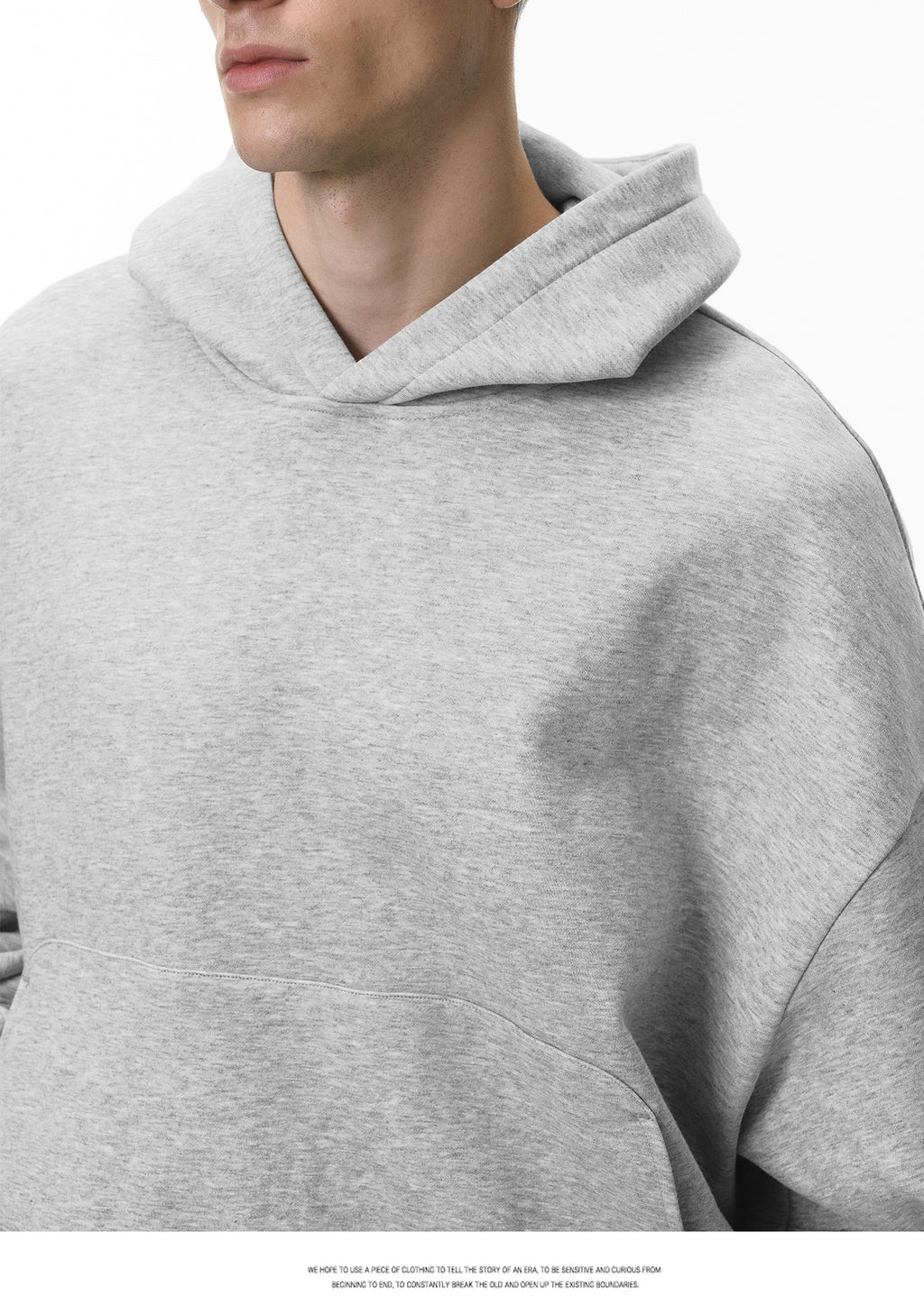 340G Heavyweight Fleece-Lined Hoodie with Curved Sleeves, Men's American Style, Cleanfit Short Solid Color Warm Hoodie 143