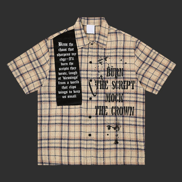 Plaid Graphic Shirt - Gothic Print Patch | FlipFit