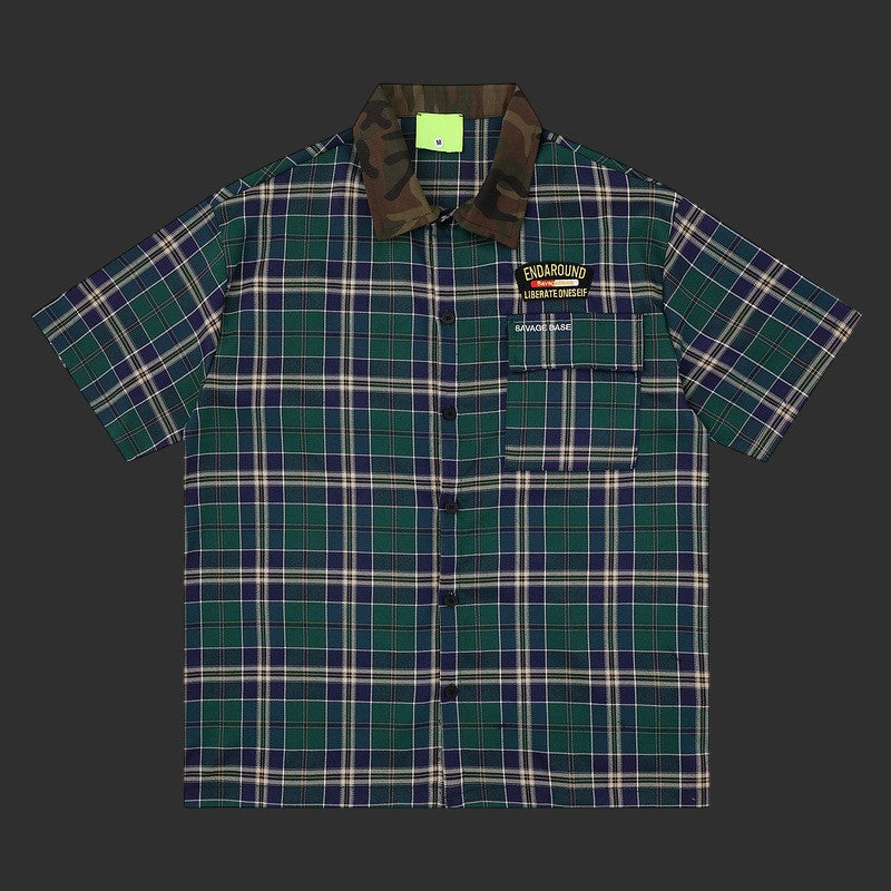 Plaid Shirt Camo Collar Eagle Back Print | FlipFit