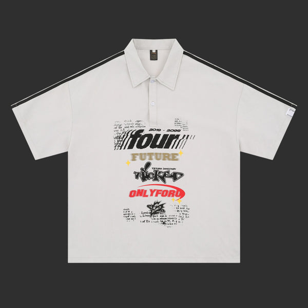 Graphic Polo Shirt Men Collage Print Oversized Streetwear Polo | FlipFit