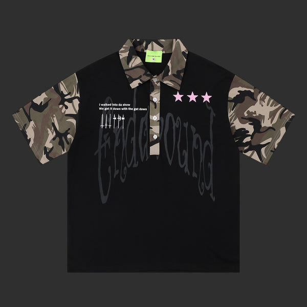 Camo Sleeve Polo Graphic Print Button Up | FlipFit