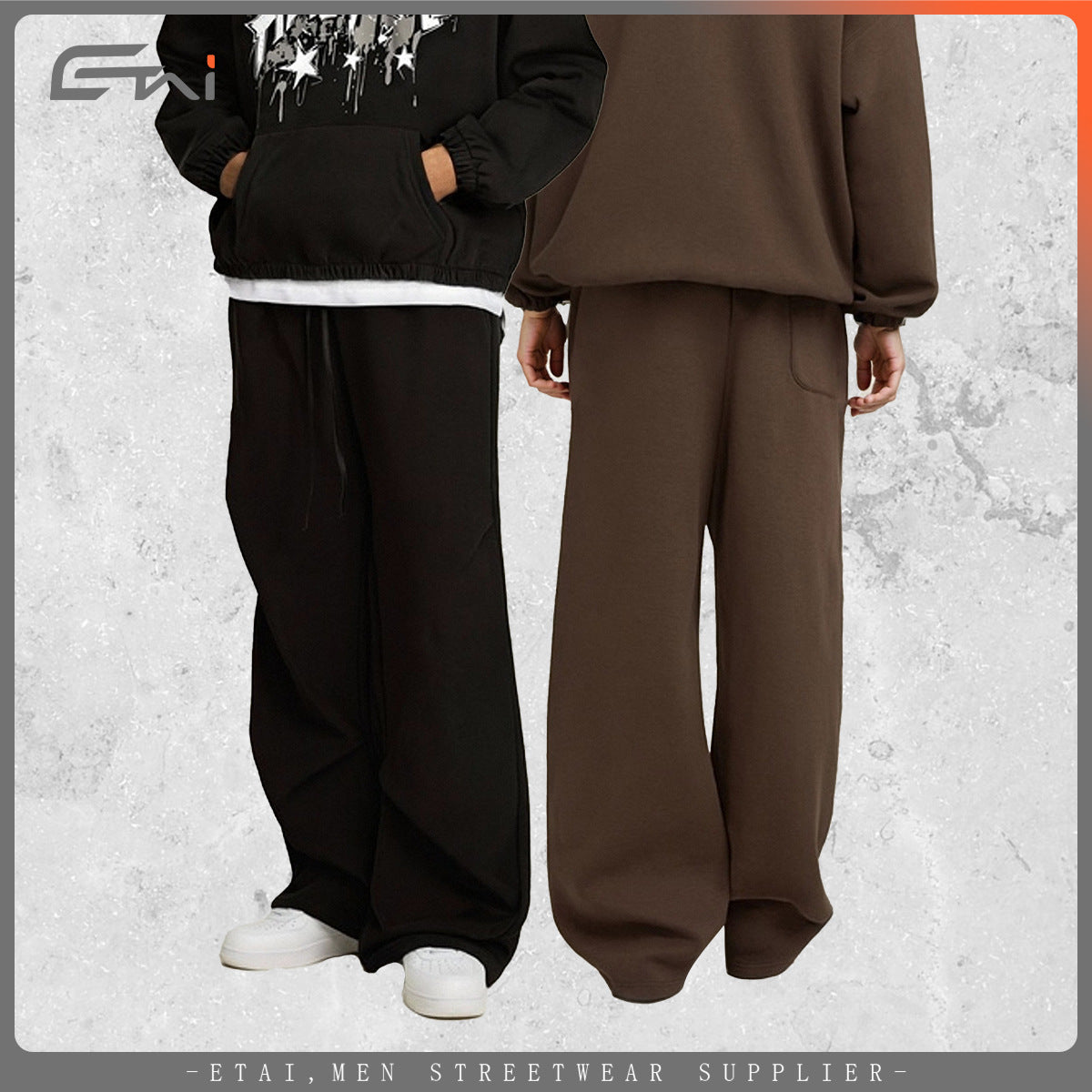 Men's Clothing | Street Style Pleated Loose Wide-Leg Casual Pants for Men, Autumn and Winter Bottoms, Trendy Men's Casual Trousers 123