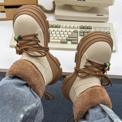 Regular Thick-Soled Bear Plush Winter Snow Boots