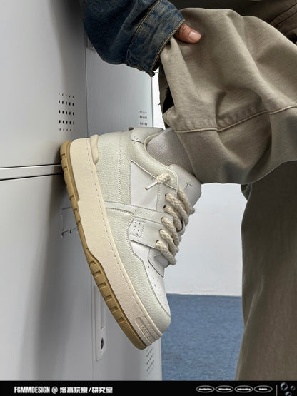 Versatile Thick-Soled White Casual Shoes for Men