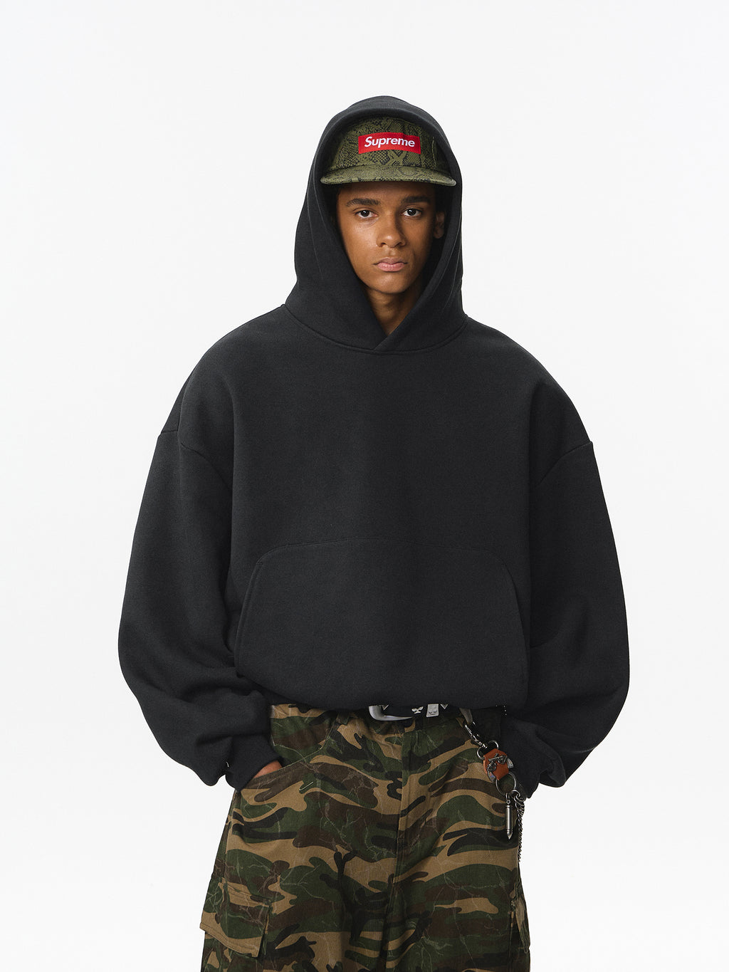 340G Heavyweight Fleece-Lined Hoodie with Curved Sleeves, Men's American Style, Cleanfit Short Solid Color Warm Hoodie 143