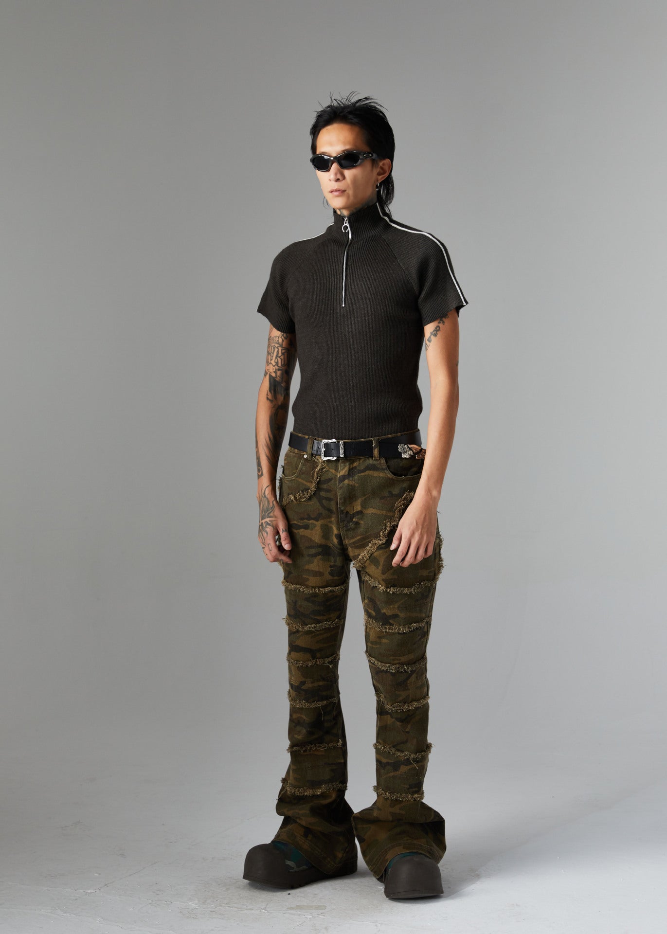 Spring New Arrival American Retro Street Style Washed Loose Fit Camouflage Jeans 168