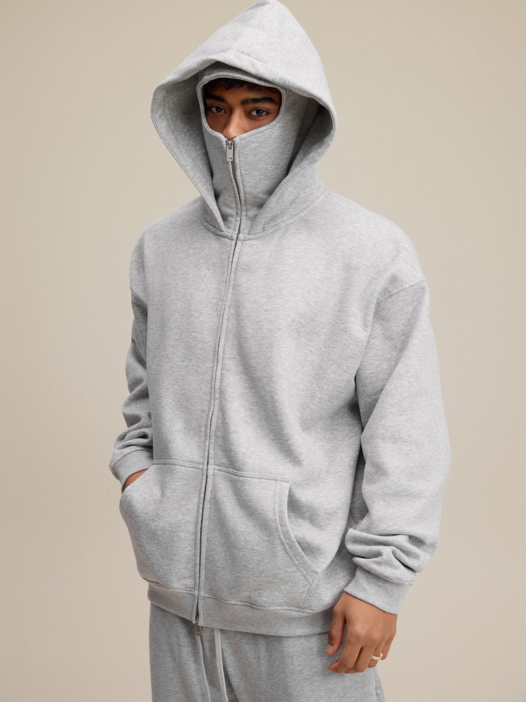 25ss Design Heavyweight Loose Outdoor Windproof Face Mask Hoodie Sweatshirt Fleece Zipper Cardigan Jacket for Men 146