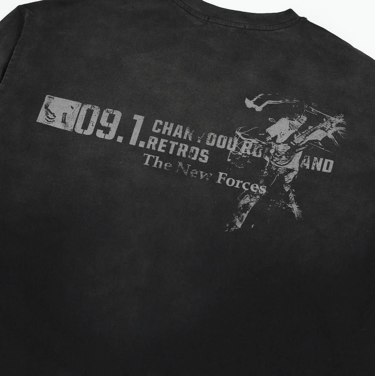 Eon Modish 2025 Spring New Arrival: American Retro Street Style Loose-fitting Distressed Long-Sleeve T-Shirt (Real Shot) 137