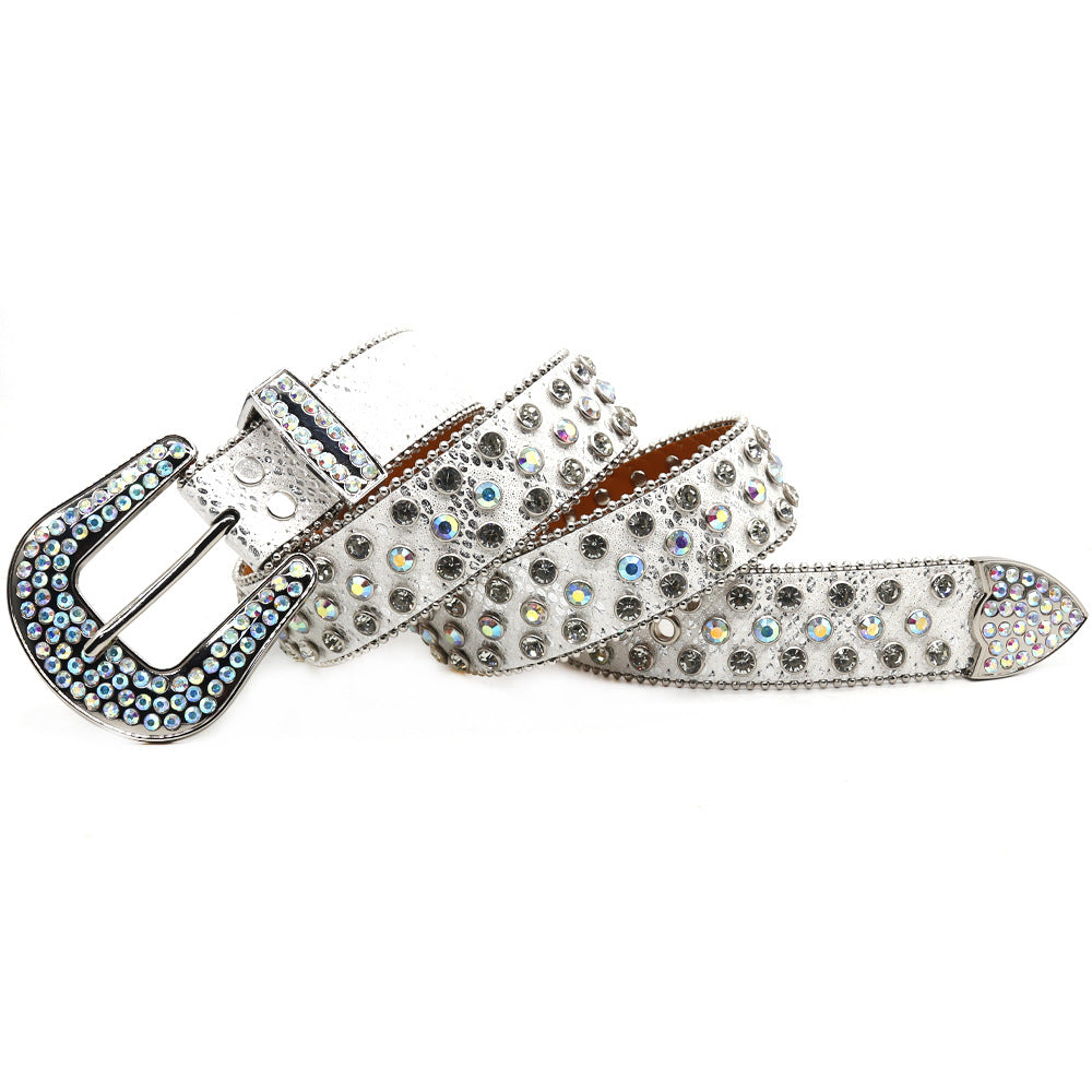 European and American Cross-border Rhinestone Belt Men's Diamond Belt Magic Snake Scale Fashion Punk Trend dress Women's Belt