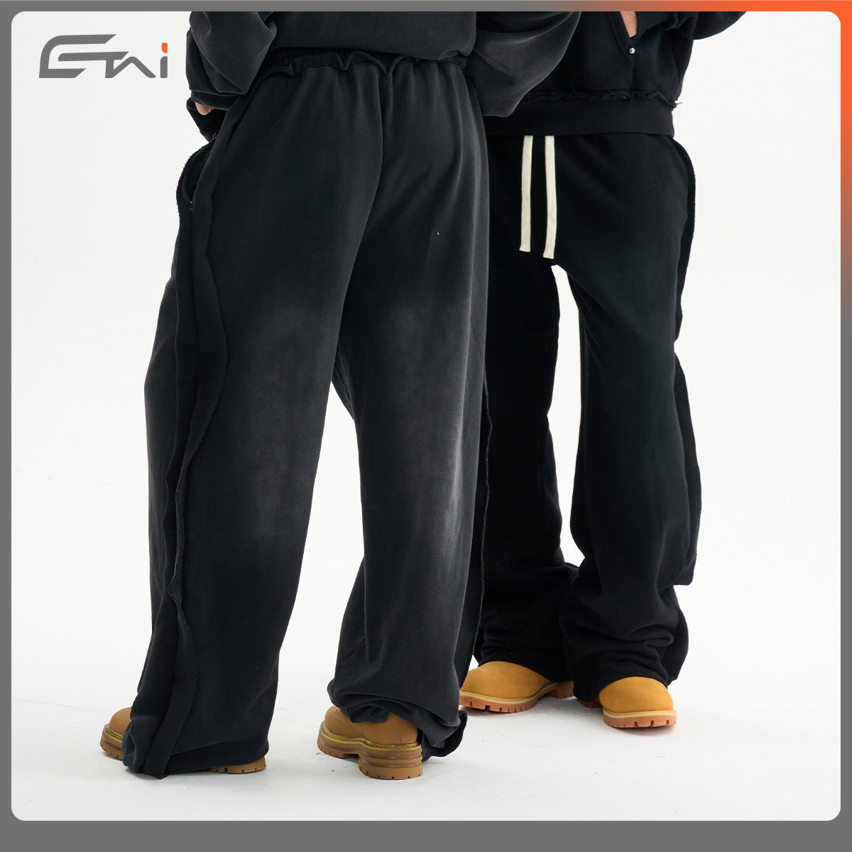 Men's Clothing | Teen Loose Straight Leg Distressed Trousers Men's Trendy Bottoms Frayed Hem Washed Men's Casual Pants 121