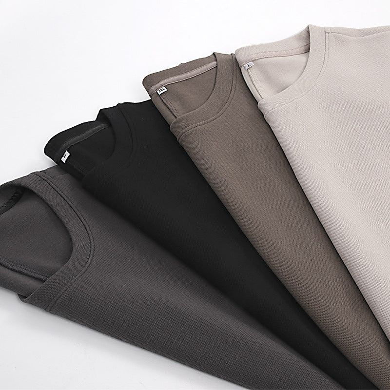 American Retro Airy Cotton Versatile Unisex Plus Size 280G Raised Sleeve Drop Shoulder Loose Fit Heavyweight T-Shirt 128