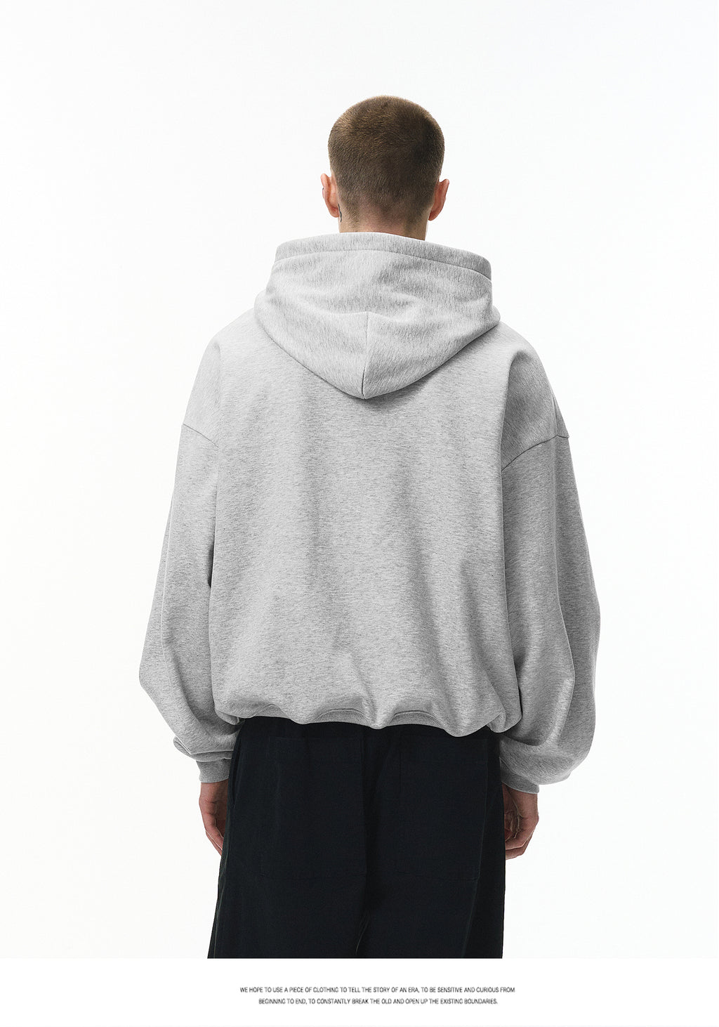 340G Heavyweight Fleece-Lined Hoodie with Curved Sleeves, Men's American Style, Cleanfit Short Solid Color Warm Hoodie 143