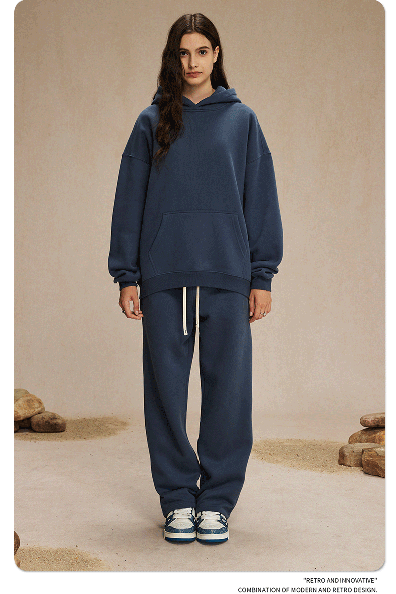 2025 Autumn/Winter New Arrival: Oversized Fleece-Lined Trendy Men's Hoodie and Pants Set 132