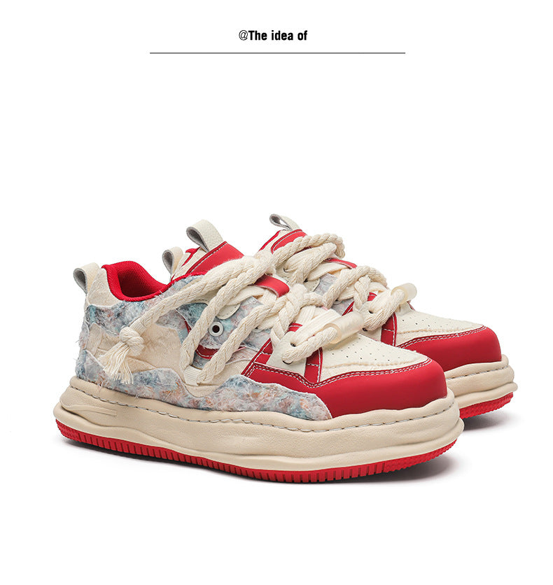 Modest Baggy Lace Versatile Sports Casual Thick-Soled Sneakers