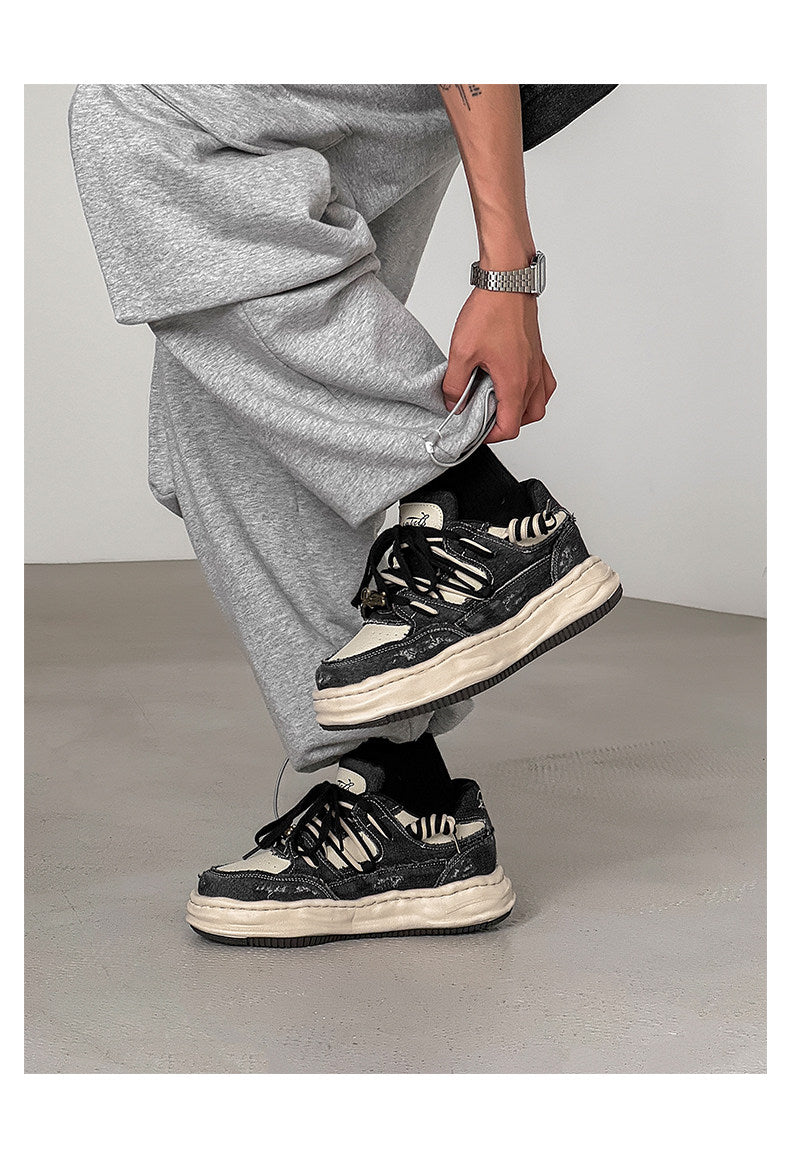 Invisible Height Increase thick-Soled Dissolving Sneakers, Red Washed