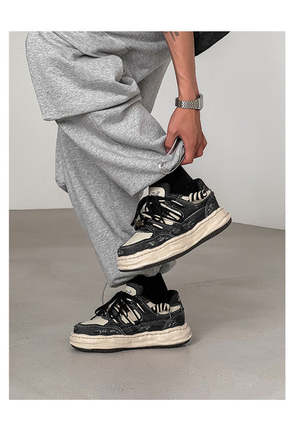 Invisible Height Increase thick-Soled Dissolving Sneakers, Red Washed