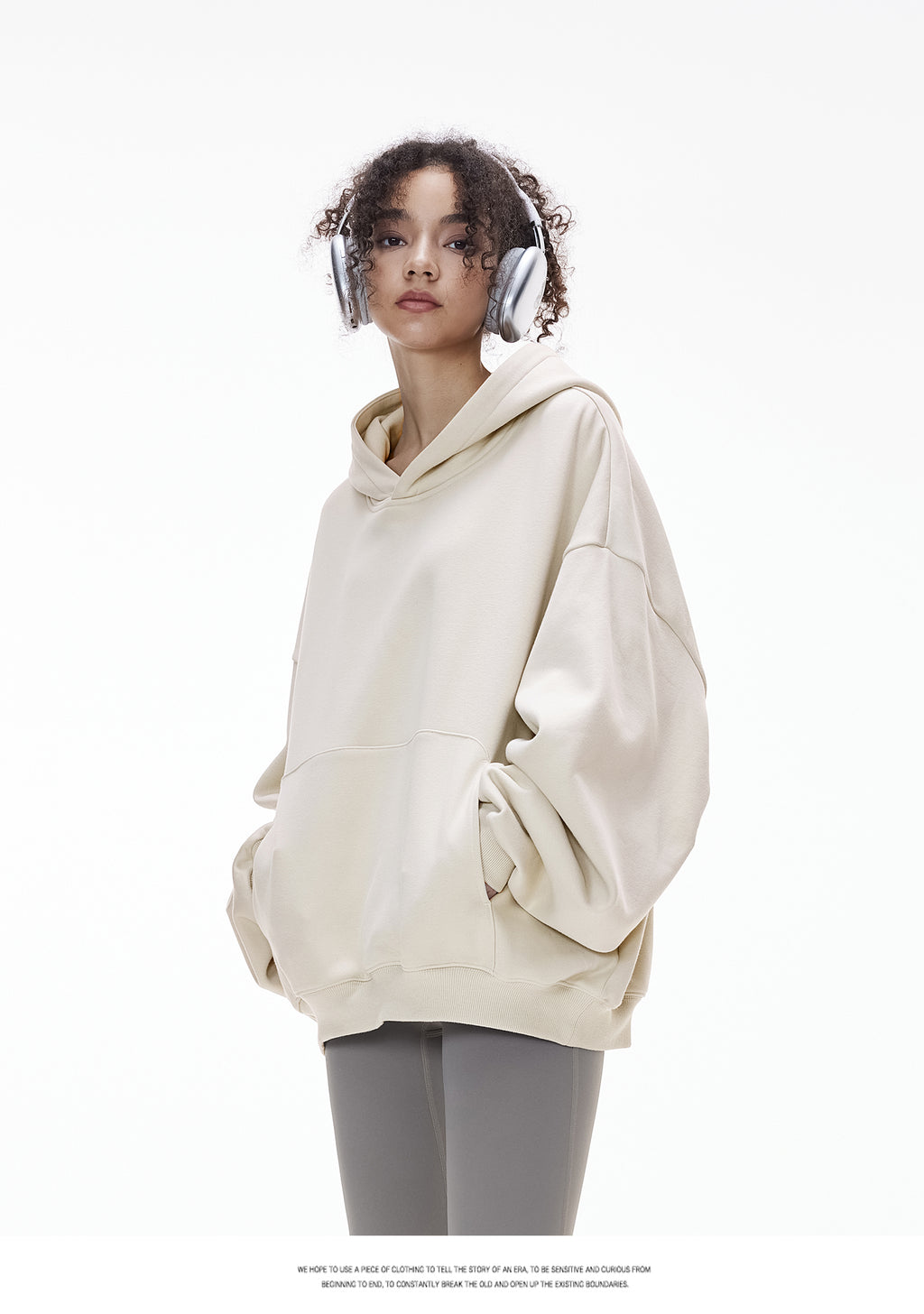 340G Heavyweight Fleece-Lined Hoodie with Curved Sleeves, Men's American Style, Cleanfit Short Solid Color Warm Hoodie 143