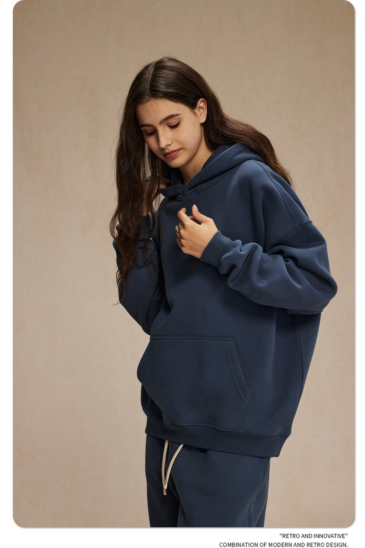 2025 Autumn/Winter New Arrival: Oversized Fleece-Lined Trendy Men's Hoodie and Pants Set 132