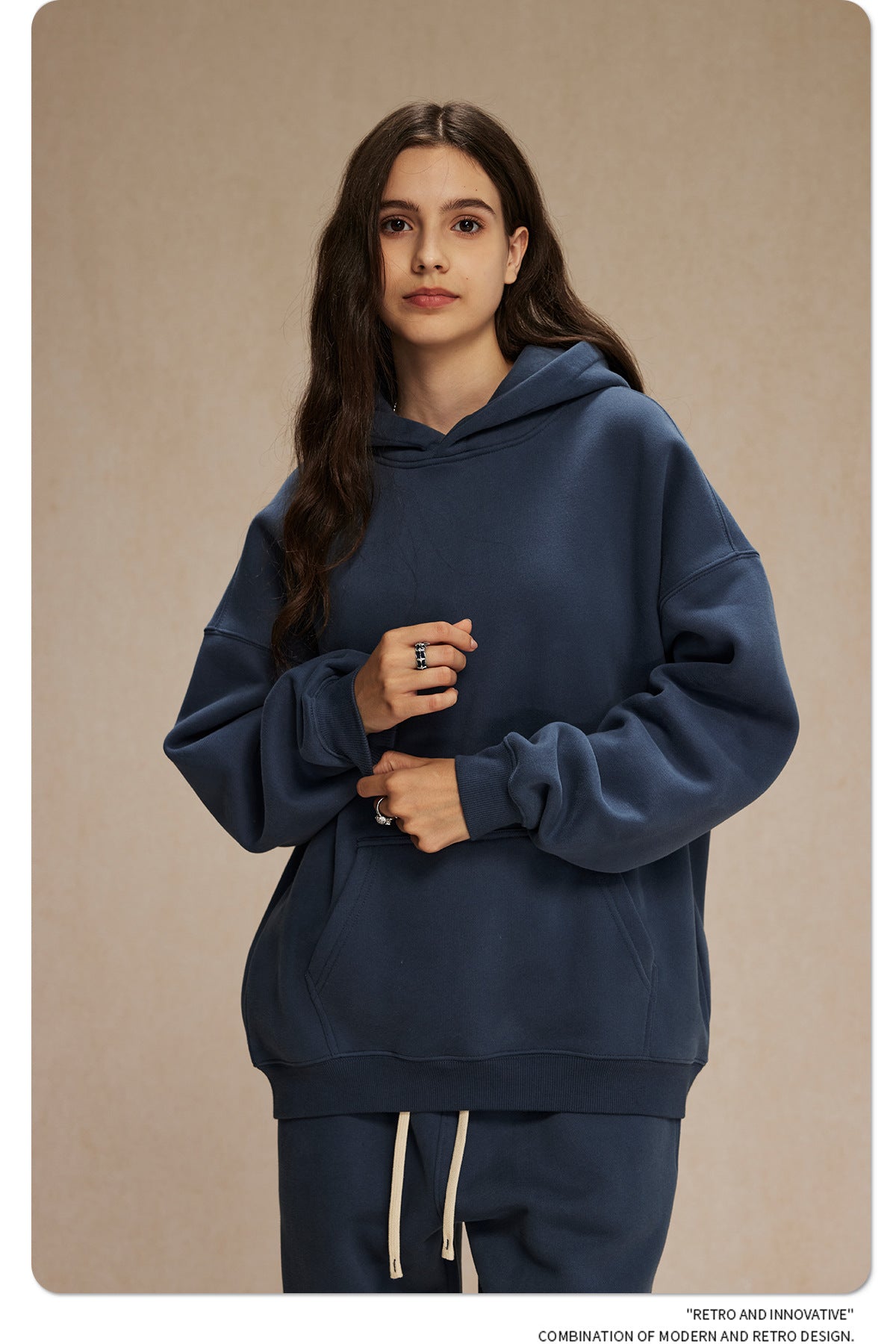 2025 Autumn/Winter New Arrival: Oversized Fleece-Lined Trendy Men's Hoodie and Pants Set 132