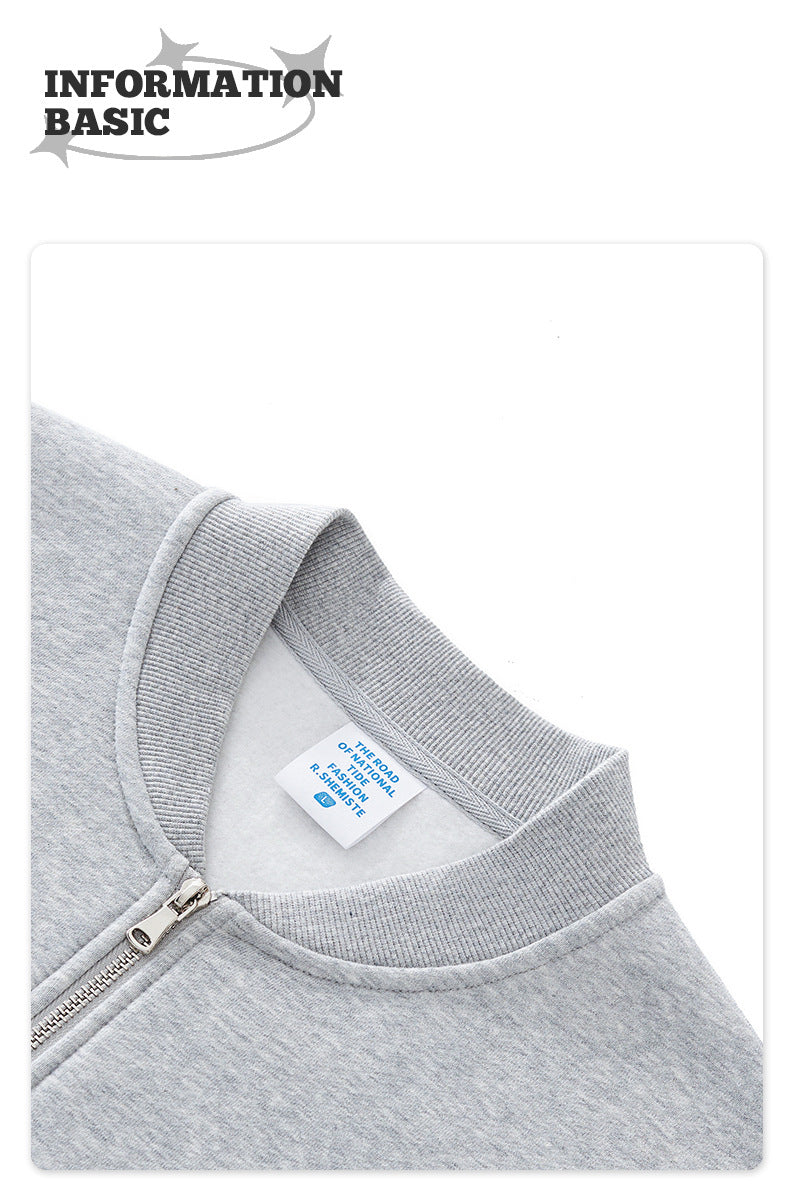 RS Men's Clothing | Cross-border Old Money Style Baseball Jacket Clean Fit Fleece 350G American Zipper Jacket for Men 141