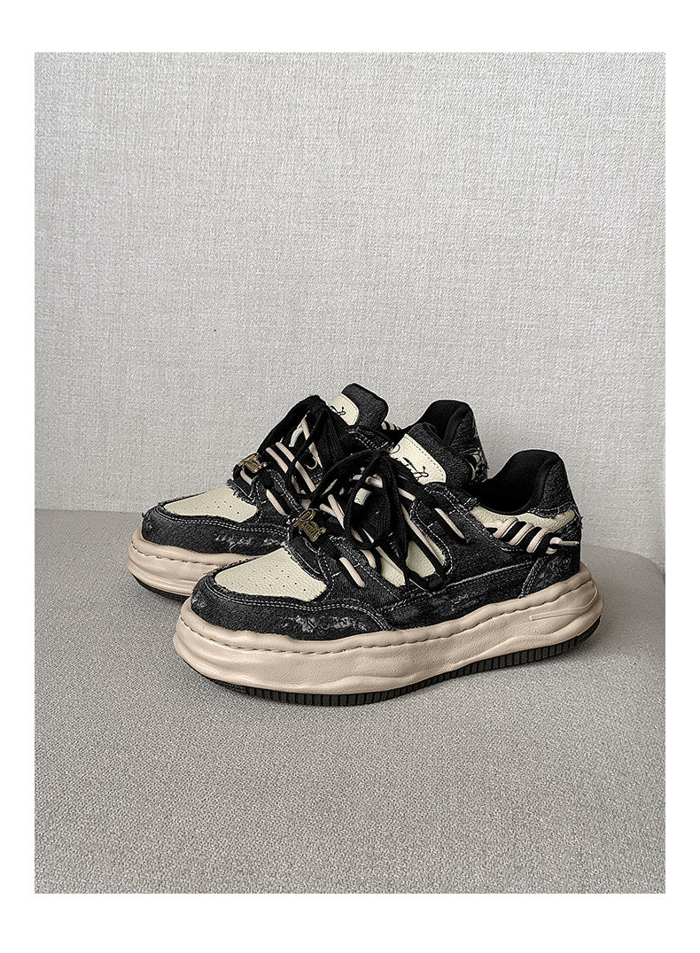 Invisible Height Increase thick-Soled Dissolving Sneakers, Red Washed