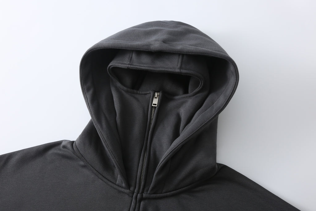 25ss Design Heavyweight Loose Outdoor Windproof Face Mask Hoodie Sweatshirt Fleece Zipper Cardigan Jacket for Men 146