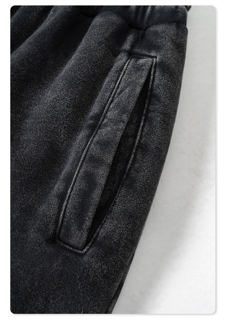 Autumn Street Style American Sporty Straight Leg Pants, Washed Striped Webbing Zipper Long Pants, Wide Leg Sweatpants for Men 105