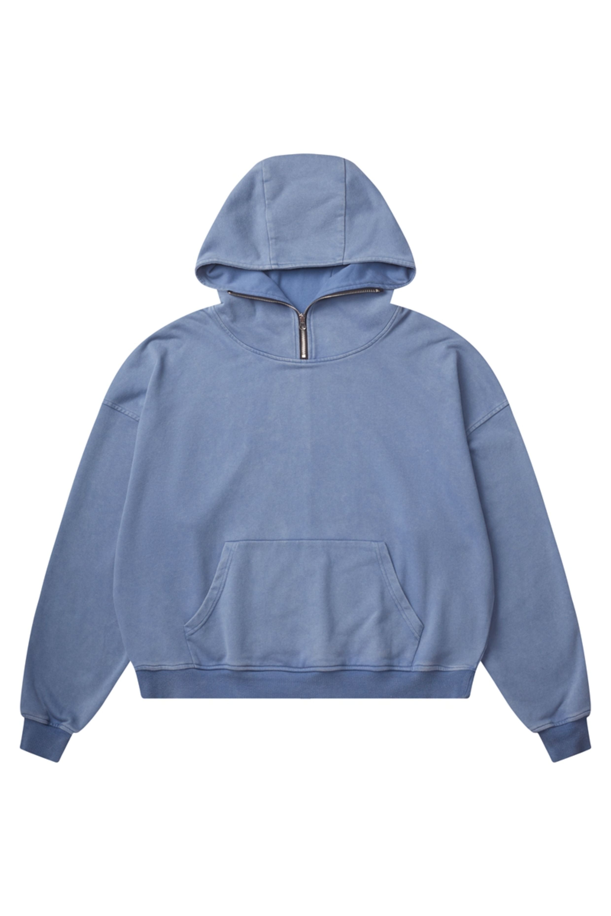 CWHAT High Street Zipper Ice Blue Washed Distressed FAR ARCHIVE Style Hoodie/Men's Base Layer 144