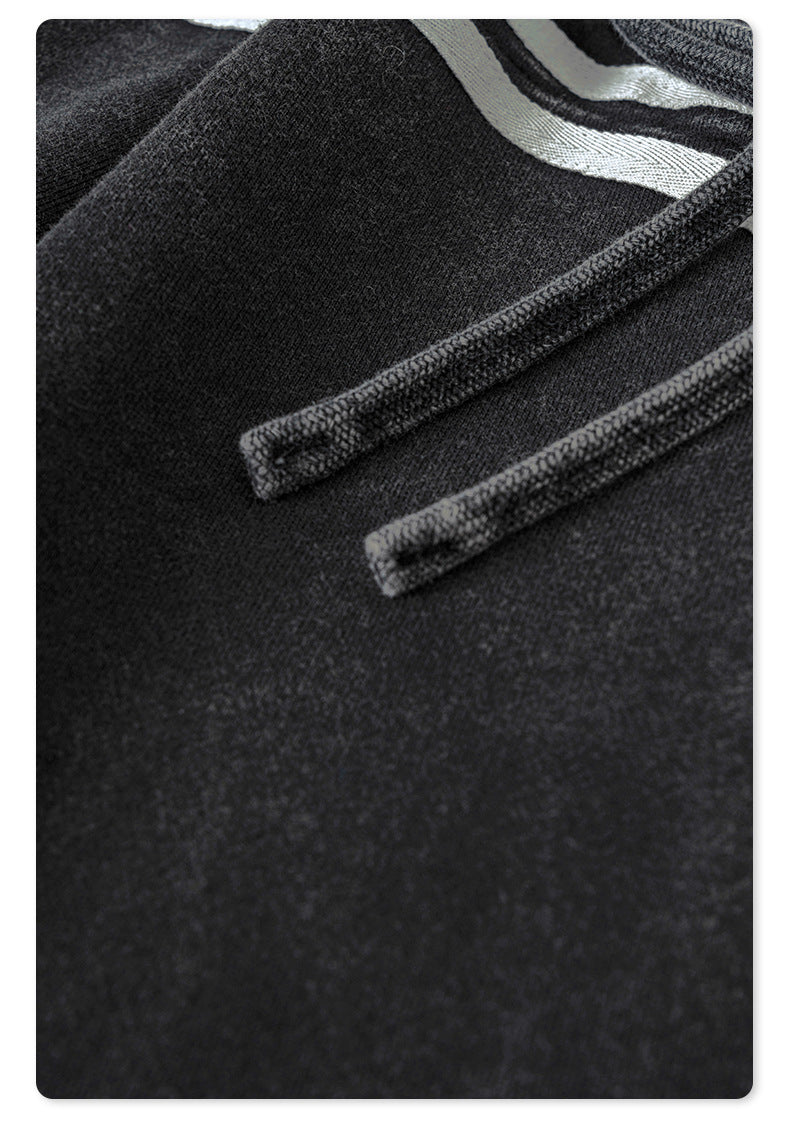 Autumn Street Style American Sporty Straight Leg Pants, Washed Striped Webbing Zipper Long Pants, Wide Leg Sweatpants for Men 105