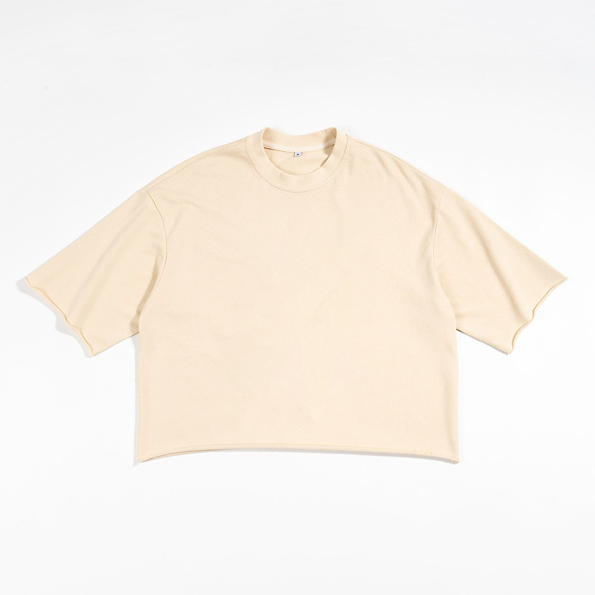 High-Quality Cropped Trendy Crew Neck Short-Sleeve T-Shirt, Heavyweight Couple Style, Ruffled Hem, Casual Men's Short-Sleeve T-Shirt 111