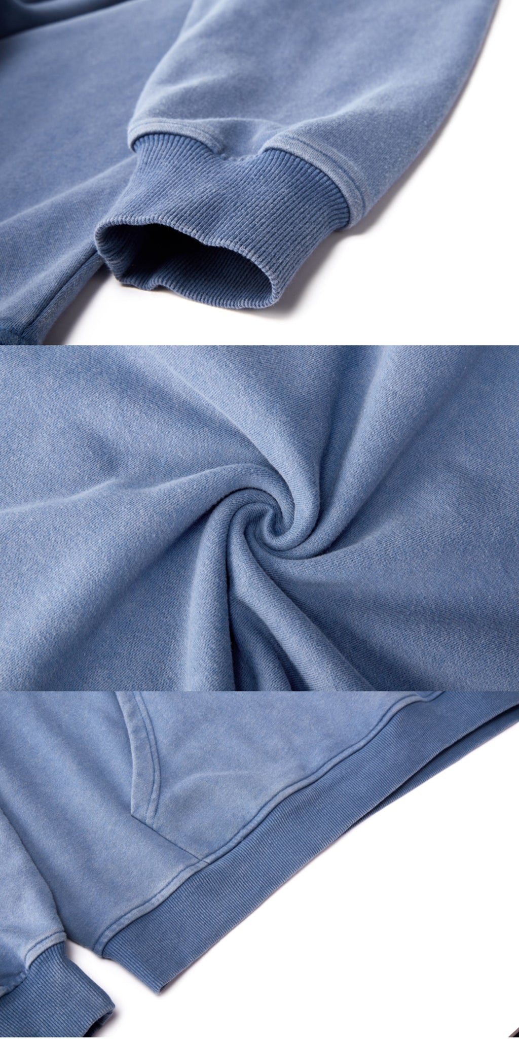 CWHAT High Street Zipper Ice Blue Washed Distressed FAR ARCHIVE Style Hoodie/Men's Base Layer 144