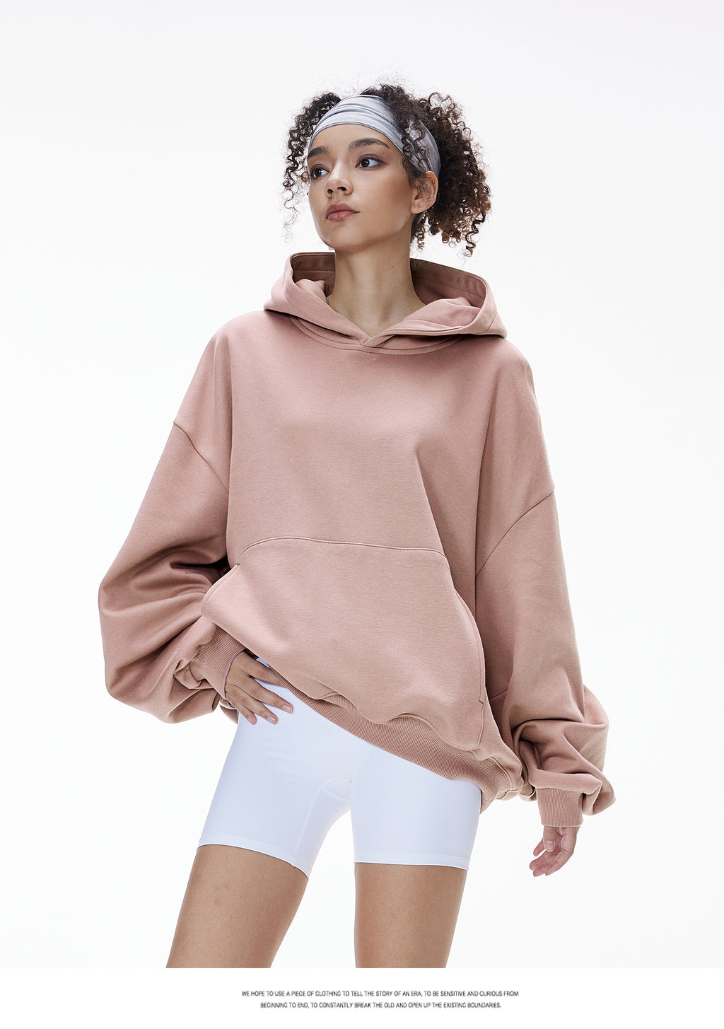 340G Heavyweight Fleece-Lined Hoodie with Curved Sleeves, Men's American Style, Cleanfit Short Solid Color Warm Hoodie 143