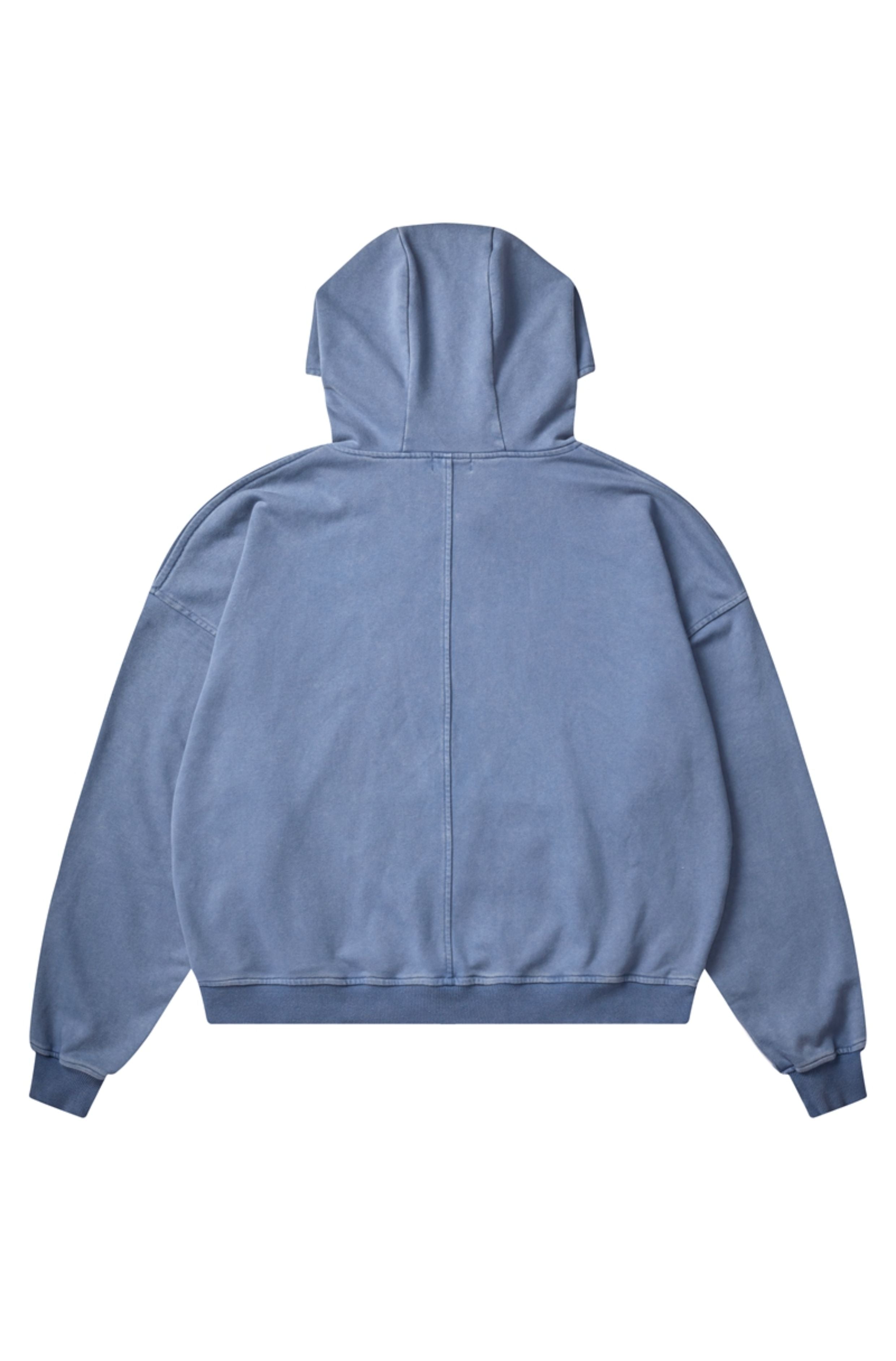CWHAT High Street Zipper Ice Blue Washed Distressed FAR ARCHIVE Style Hoodie/Men's Base Layer 144