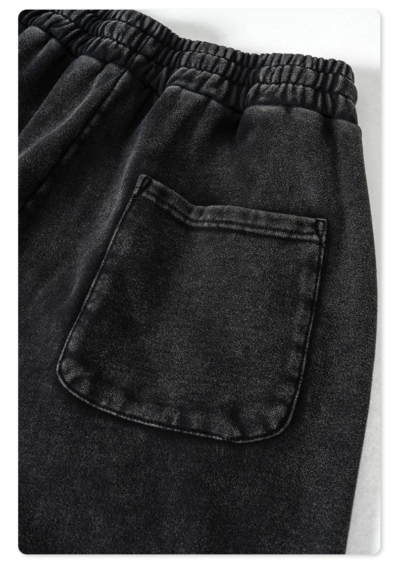 Autumn Street Style American Sporty Straight Leg Pants, Washed Striped Webbing Zipper Long Pants, Wide Leg Sweatpants for Men 105