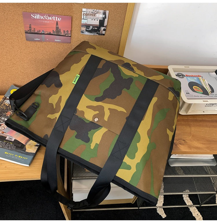 Camouflage Large Capacity Men's Bag 2024 New Commuter Tote Bag Workwear Style Handbag Travel Shoulder Crossbody Bag