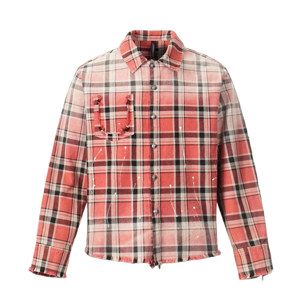 Red Plaid Destroyed Flannel